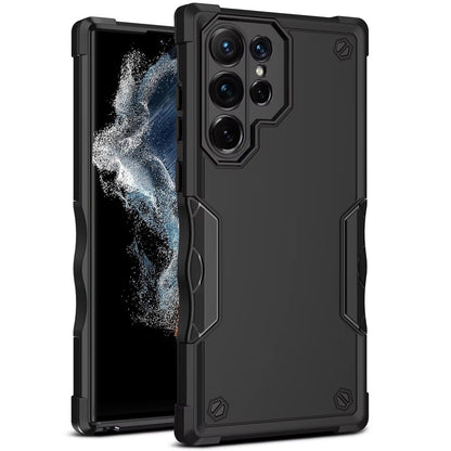 For Samsung Galaxy S23 Ultra Slim Fit Shockproof Hybrid with Slide Camera Window Covering, Rugged Tpu Silicone Hard PC Bumper Case Cover Black