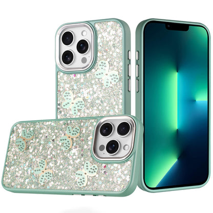 For Apple iPhone 13 Pro Max Cute Butterfly Crystal Diamond Glitter Case Sparkle Bling Frame Metallic Edges, Shimmer TPU Hybrid Case Cover Dark Purple