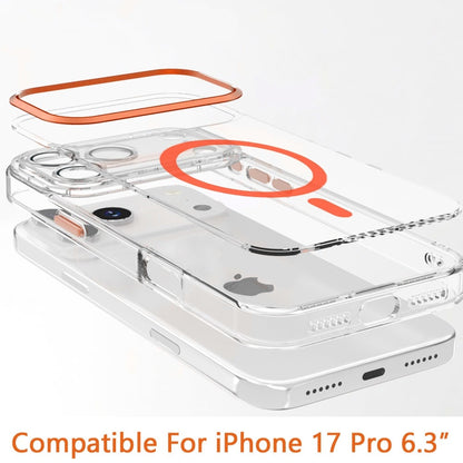 For Apple iPhone 17 Pro (6.3") Clear Transparent Case Matching Circle Design, Hybrid TPU Hard Shell, Support Magsafe Charger Case Cover Black