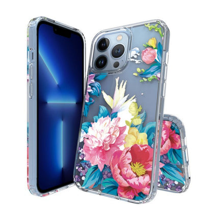 For Apple iPhone 16 Pro Max (6.9") Floral Patterns Design Clear TPU Silicone Shock Absorption Bumper Slim Hard Back Case Cover