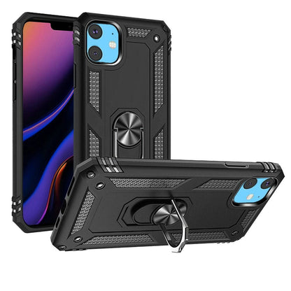For Apple iPhone 12 Pro Max Hybrid Shockproof Durable 360 Degree Rotatable Ring Stand Holder Kickstand Fit Magnetic Car Mount Case Cover Black
