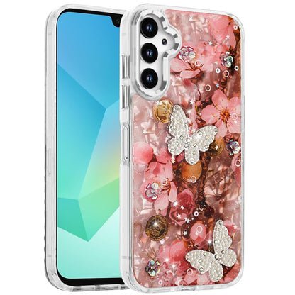 For Samsung Galaxy S25 Ultra Epoxy Glitter Flowers Bling 3D Butterfly Fashion TPU Hybrid with Shockproof Protection Case Cover