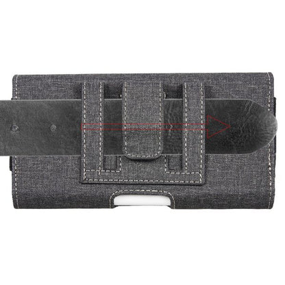 For Apple iPhone 16 Pro (6.3") Universal Horizontal Cell Phone Fabric Pouch Holster Carry Case Magnetic Closure with Credit Card Slots Coins Holder & Belt Clip Loop (XL) [Black]