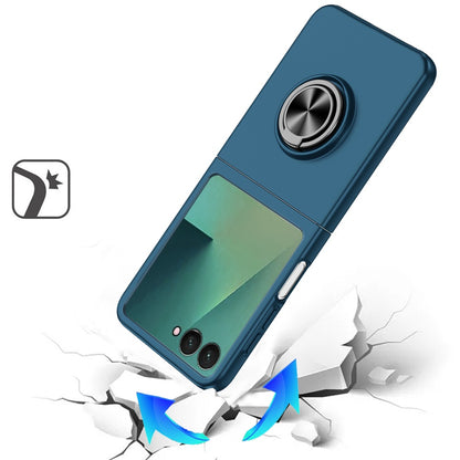 For Samsung Galaxy Z Flip 7 Hybrid 360 Degree Rotatable Metal Invisible Ring Stand Holder Slim Fit Magnetic Car Mount Shockproof Case Cover