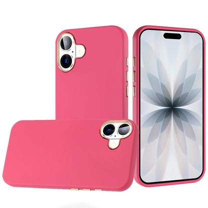 Phone Case for Apple iPhone 17/ iPhone 18 Hybrid Silicone TPU Rubber Chromed Edge TPU Bumper Reinforced Corners Shock Absorbing Protection Cover Pink