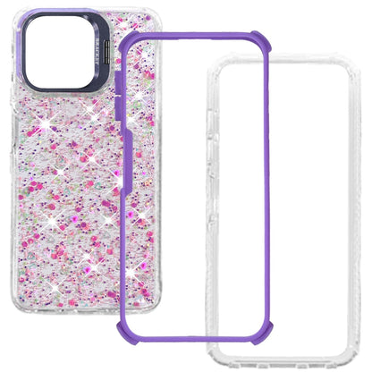 Phone Case for Motorola Moto G Play 5G 2026 Luxury Bling Scattered Glitter Hybrid Dual Layers with Integrated Camera Stand and Sparkle Finish Design Cover