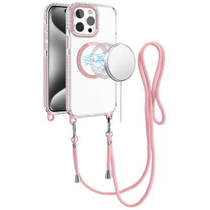 For Apple iPhone 13 Pro Max Clear Magnetic Frame PC Back Shockproof Protective Case with Detachable Lanyard Strap, Compatible with MagSafe Case Cover