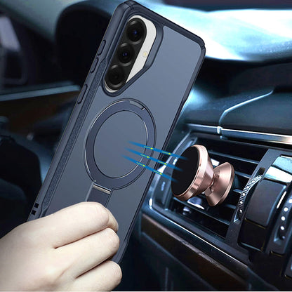 Phone Case for Samsung Galaxy A57 Magnetic Ring Stand Matte Finish Shockproof Grip Slim Armor Heavy Duty TPU Protective Hybrid Cover Blue