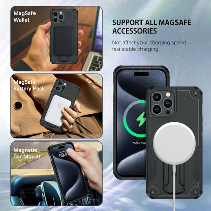 For Apple iPhone 16 Plus (6.7") Hybrid Tuff Case with Folding Stand Magnetic Holder Compatible with MagSafe [Military Shockproof] Case Cover