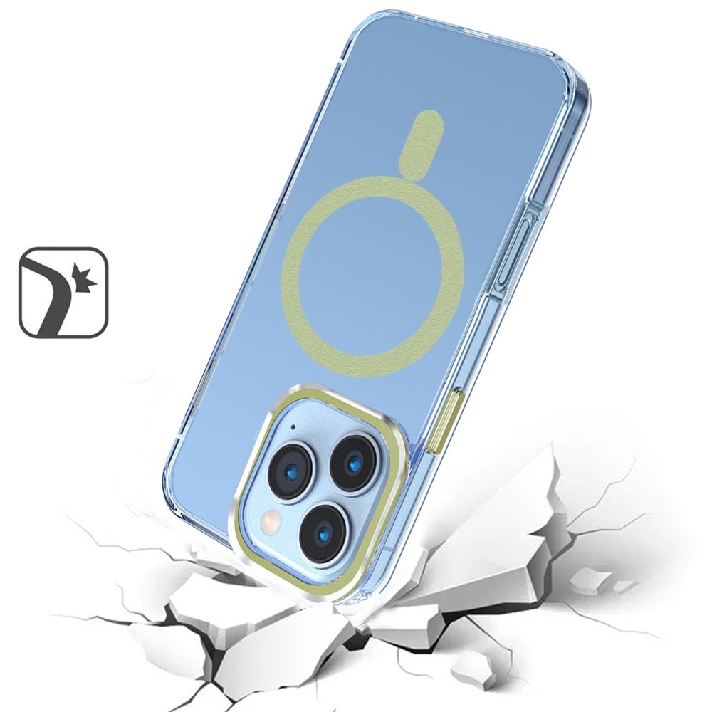 For Apple iPhone 16 Pro (6.3") Clear Transparent Matching Circle Design Hybrid TPU Hard Shockproof [Support Magsafe Charger] Case Cover