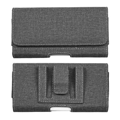 For Apple iPhone 16 Pro (6.3") Universal Horizontal Cell Phone Fabric Pouch Holster Carry Case Magnetic Closure with Credit Card Slots Coins Holder & Belt Clip Loop (XL) [Black]