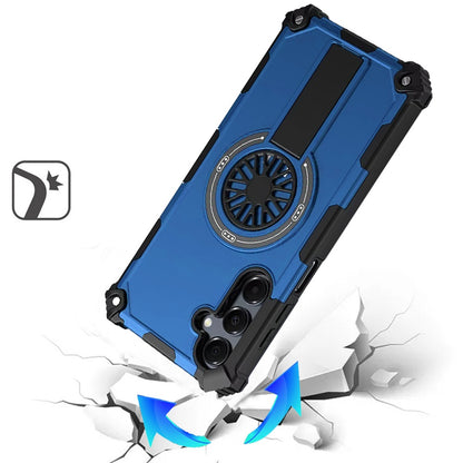 Phone Case for Samsung Galaxy A16 5G Invisible Kickstand Magnetic Car Mount Friendly Shockproof Texture Anti Slip Durable Grip Heavy Duty Hybrid Cover Blue