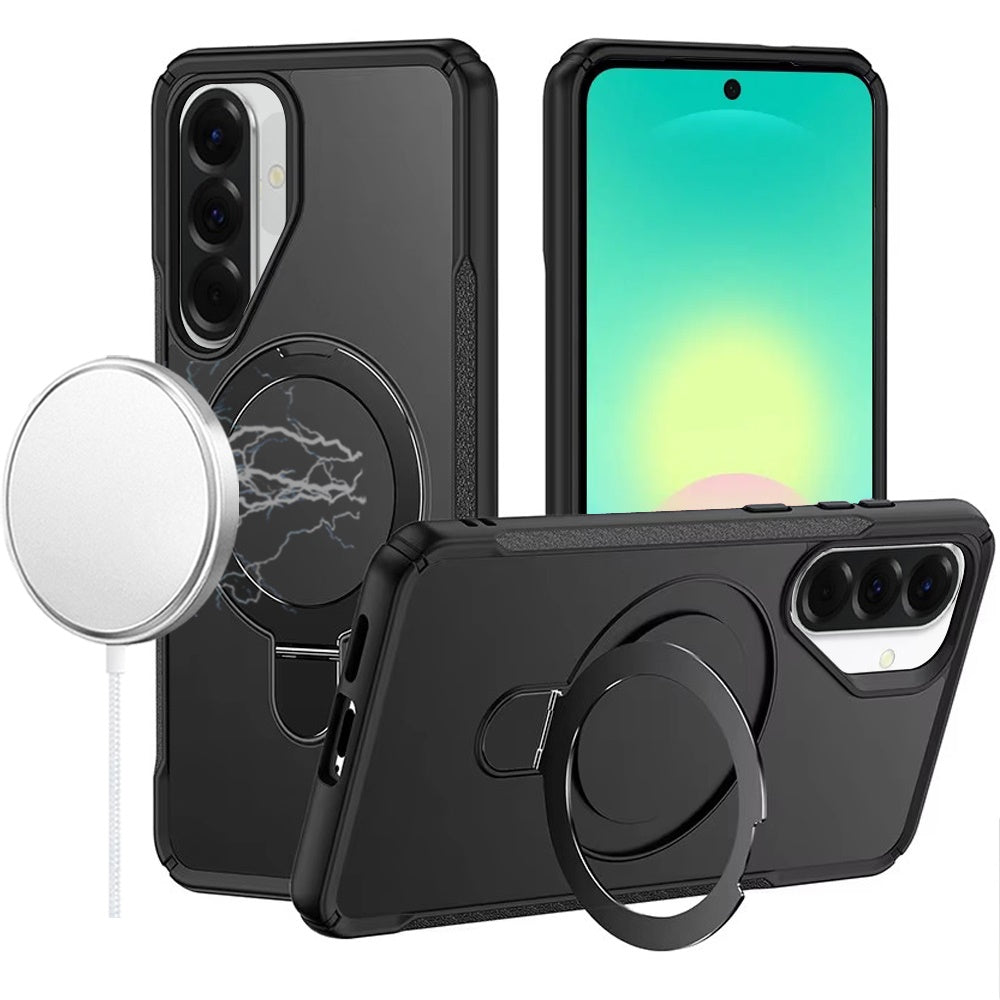 Phone Case for Samsung Galaxy A27 Magnetic Ring Stand Matte Finish Shockproof Grip Slim Armor Heavy Duty TPU Protective Hybrid Cover
