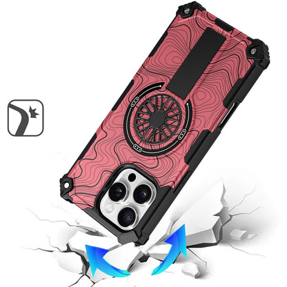 For iPhone 16 Pro Max (6.9") Texture Design Stylish Invisible Kickstand Case, MagSafe Compatible Hybrid Shockproof Cover, Car Mount Friendly Protector