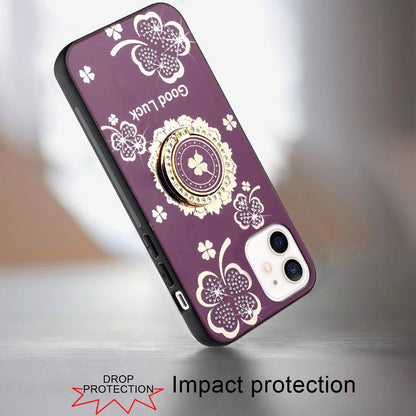 Phone Case for Apple iPhone 11 Diamond 3D Fashion Floral Glitter Engraved Luxury Bling Hybrid Shockproof Chrome Edge Protective Grip Cover Purple