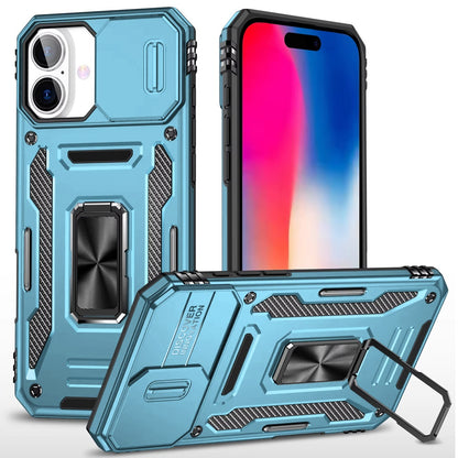 Apple iPhone 16 Plus (6.7") Hybrid Case with Rotation Ring Stand Shockproof & Camera Window TPU Armor Dropproof