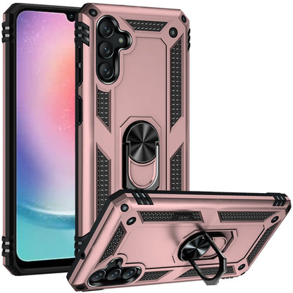 For Samsung Galaxy A26 Hybrid Shockproof Durable 360 Degree Rotatable Ring Stand Holder Kickstand Fit Magnetic Car Mount Case Cover Hotpink