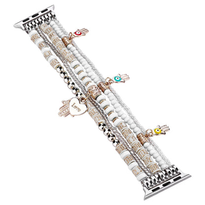 Watch Band for Apple Watch 38/40/41mm, Series 1-8 & SE Beaded Stretch Bracelet Charm Jewel Fashion Elastic Strap Decorative Ornament Blue