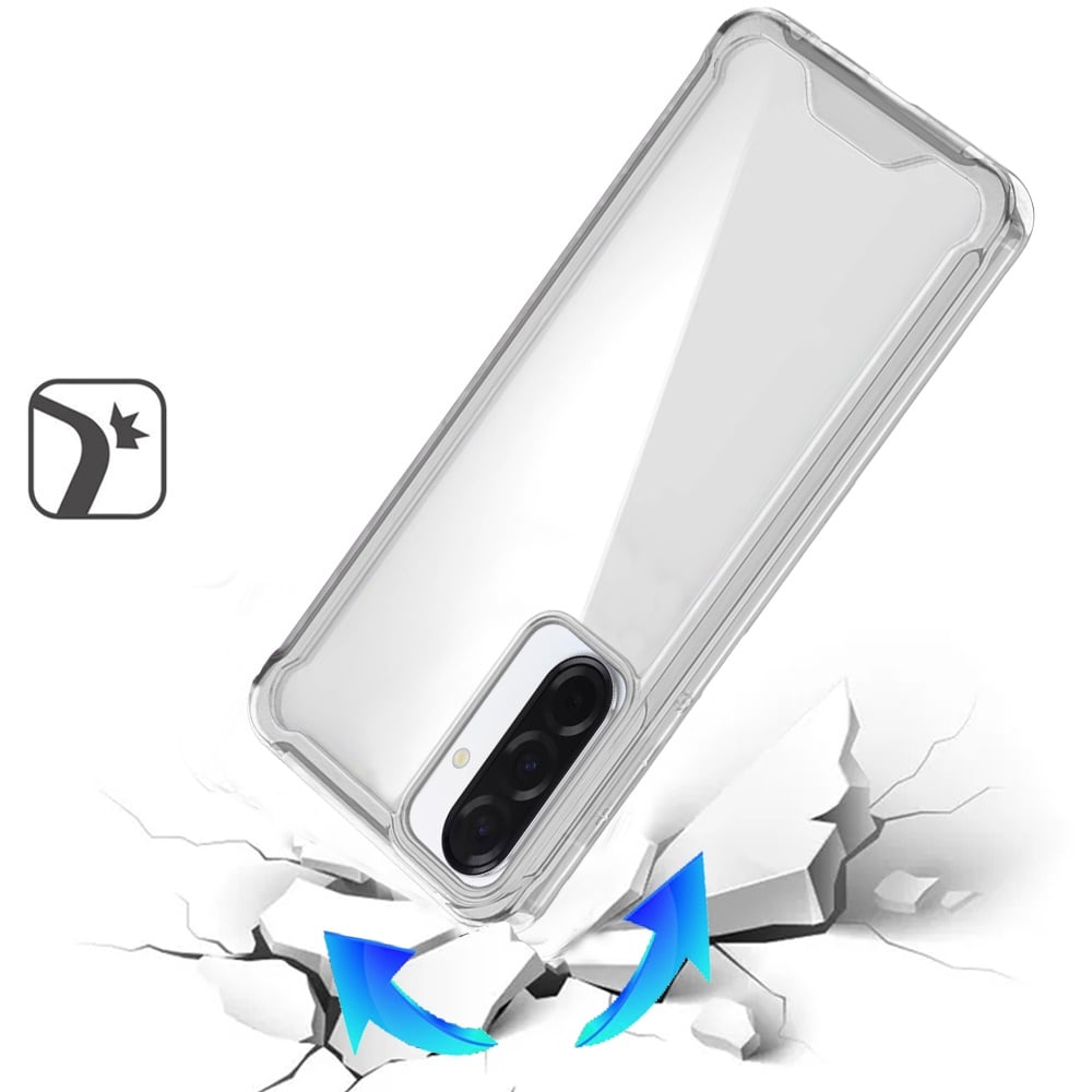 Phone Case for Samsung Galaxy A27 Shockproof Transparent Hard PC TPU Hybrid Durable Frame Gummy Protective Slim Grip Lightweight Cover Clear+Clear