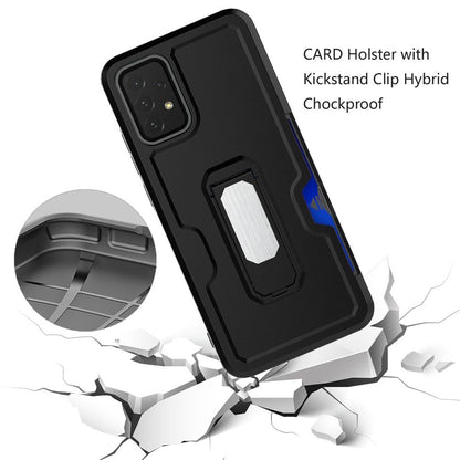 For Samsung Galaxy A16 5G Full-Body Hybrid Heavy Duty Armor Case with Belt Clip Holster, Credit Card Holder & Kickstand Case Cover Black