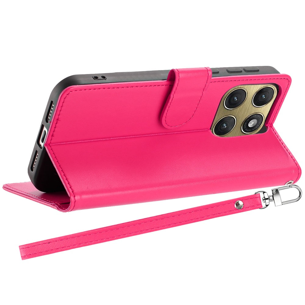 Phone Case for Motorola Edge 2026 Leather Wallet Folio Credit Card Holder with Magnetic Closure Wrist Strap Classic Flip Design Storage Slots Cover