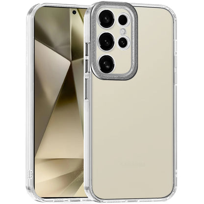 For Apple iPhone 17E /16E Transparent Clear Hybrid with Matching Metal Buttons and Camera Protection Hard PC + TPU Rubber Case Cover Black