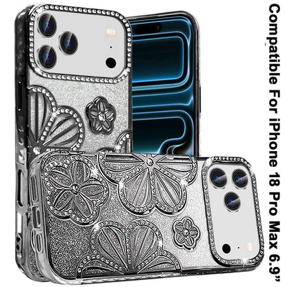 Phone Case for Apple iPhone 18 Pro Max Shimmer Glitter Floral Thick TPU Shockproof Durable Grip Camera Protection Anti-Scratch Stylish Design Cover