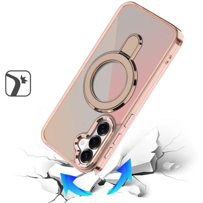 Phone Case for Samsung Galaxy S26 FE /Fan Edition Chrome Magnetic Ring Stand Rotational Shockproof Hybrid Kickstand Metal Finish Rugged Drop Protection Armor Cover
