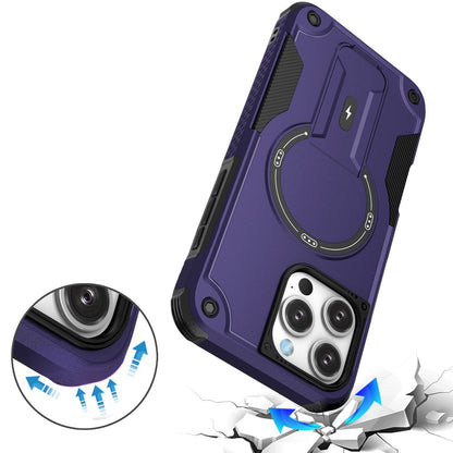 Phone Case for Apple iPhone 16 Pro Max Magnetic Kickstand Rugged Shockproof Armor Grip Anti Slip Heavy Duty Protective Matte Stand Hybrid Cover Purple