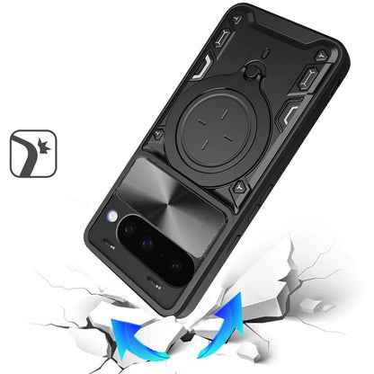 Phone Case for Google Pixel 11 Pro XL Magnetic Ring Stand Shockproof Hybrid Full Camera Slide Guard Anti Slip Heavy Duty Protective Armor Cover