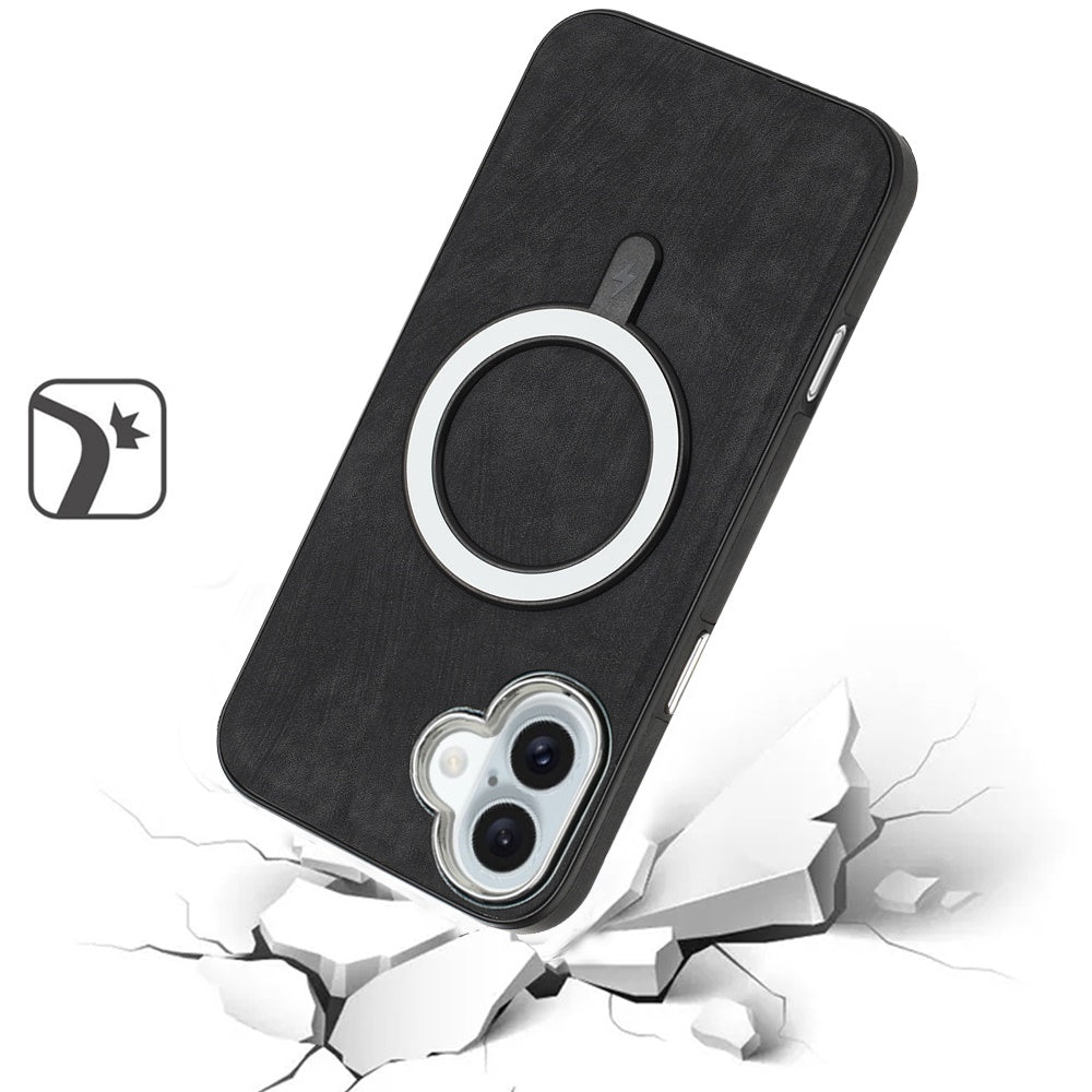 For Apple iPhone 17 Pro Max Fashion PU Vegan Leather Chrome Edge Hybrid, MagSafe Compatible, Durable TPU Hard PC Case Cover