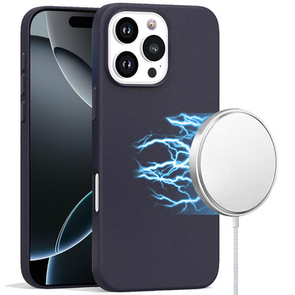 For Apple iPhone 16 Pro (6.3") PU Leather with inner Magnetic Circle Compatible with MagSafe, Rubber TPU Colored Metal Buttons Case Cover