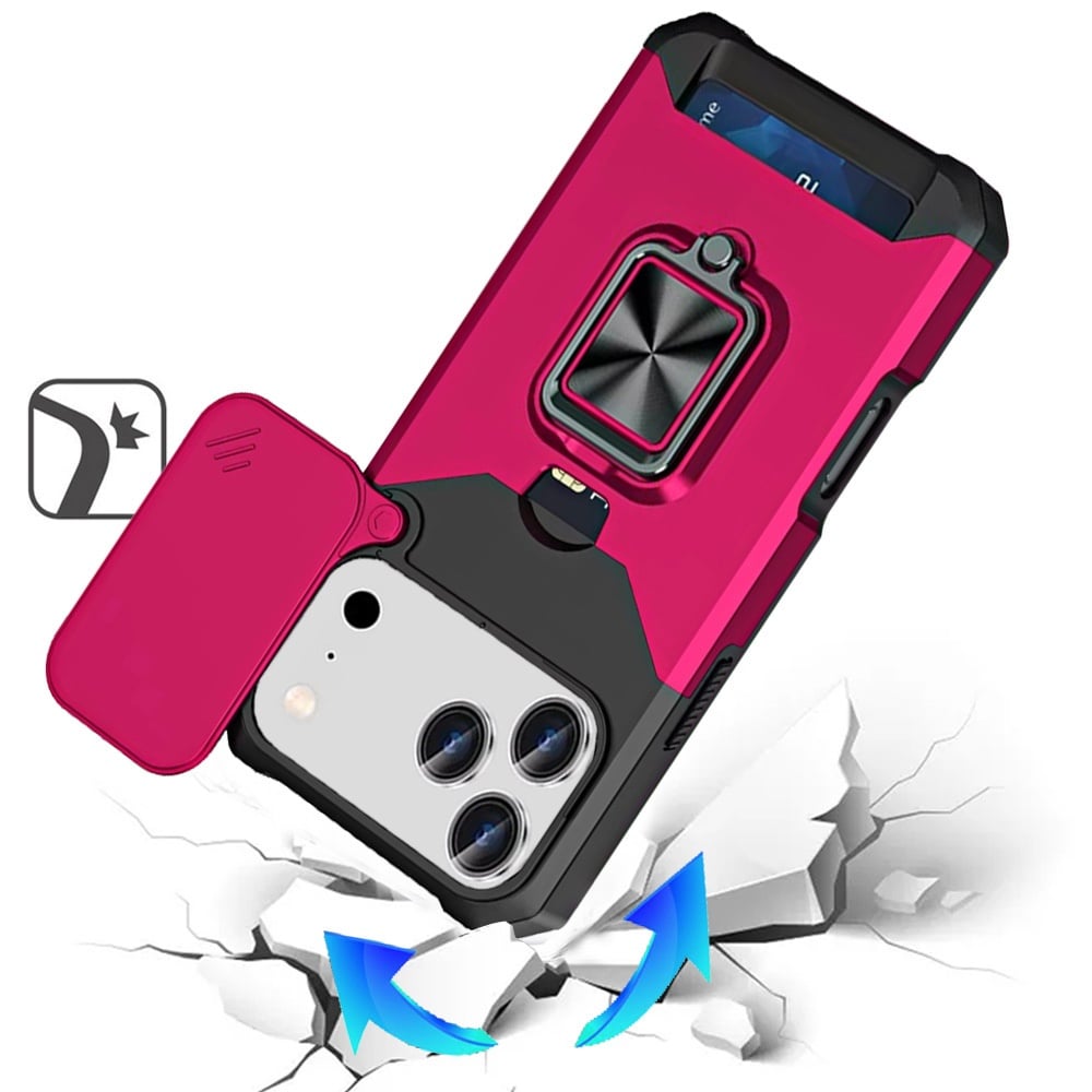 Phone Case for Apple iPhone 18 Pro Max Card Holder Magnetic Ring Stand Shockproof Anti Slip Wallet Grip Protective Hybrid Design Cover