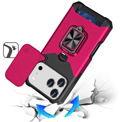 Phone Case for Apple iPhone 18 Pro Max Card Holder Magnetic Ring Stand Shockproof Anti Slip Wallet Grip Protective Hybrid Design Cover