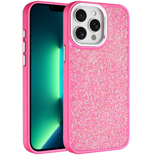 For Apple iPhone 13 Pro Max Crystal Sparkle Diamond Glass Full Mini Glitter Bling Frame TPU Hybrid Protective Case Cover