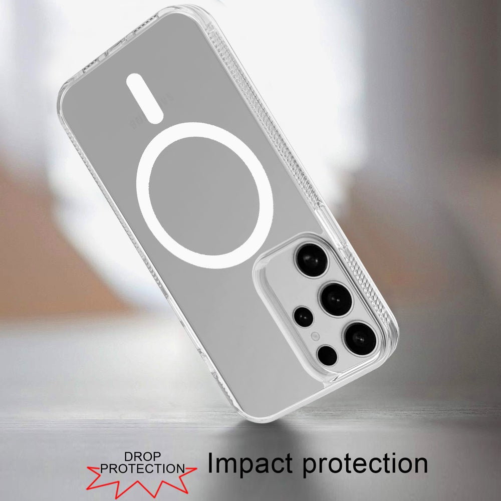 For Samsung Galaxy S23 Ultra MagSafe Compatible Integrated Technology Clean Transparent Hybrid Armor TPU Frame Case Cover Clear