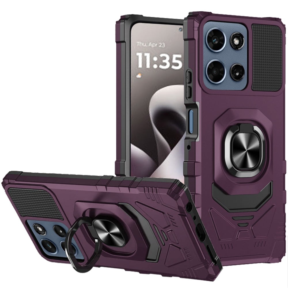Phone Case for Motorola Moto G Stylus 5G 2026 /2025 Rugged Hybrid Dual Layer Magnetic Ring Stand Armor Shock Absorbing Heavy Duty TPU Reinforced Bumper Cover Purple