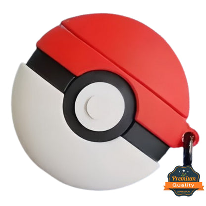 For Airpods Pro 3 Hybrid Cute 3D Fun Design Silicone Skin Cartoon Animal with Keychain Buckle Holder Rubber TPU Soft Case Cover Poke Ball