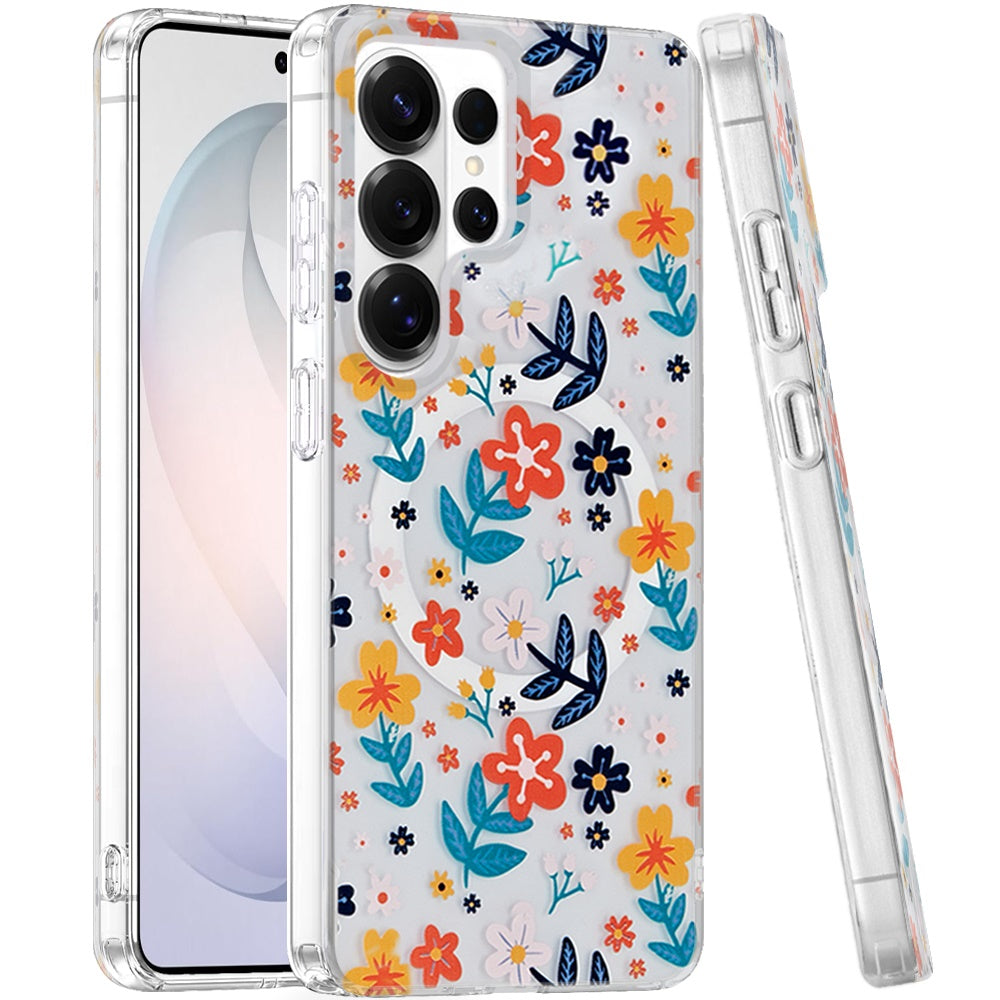 Phone Case for Samsung Galaxy S26 Ultra Shockproof Dual Layer TPU IMD Print Rugged Anti-Slip Grip Drop Protection Scratch Resistant Slim Fit Glossy Floral Heart Aesthetic Cover