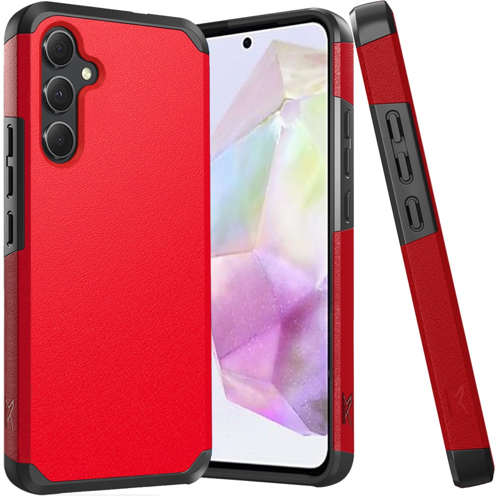 Phone Case for Samsung Galaxy A56/ A36 Slim Tough Shockproof Heavy Duty Hybrid Armor Anti Slip Durable Grip Dual Layer TPU Protective Hard Shell Cover Red