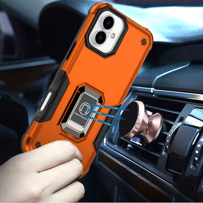 For Apple iPhone 17 (6.3") Hybrid Stand Magnetic Ring Holder Kickstand Heavy Duty Rugged Drop Silicone & Hard PC Shockproof Case Cover