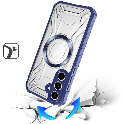 For Samsung Galaxy S25 FE /S25 Fan Edition MagSafe Compatible Pattern Clear Transparent Rugged Hybrid Magnetic TPU Shockproof Armor Case Cover Dark Blue