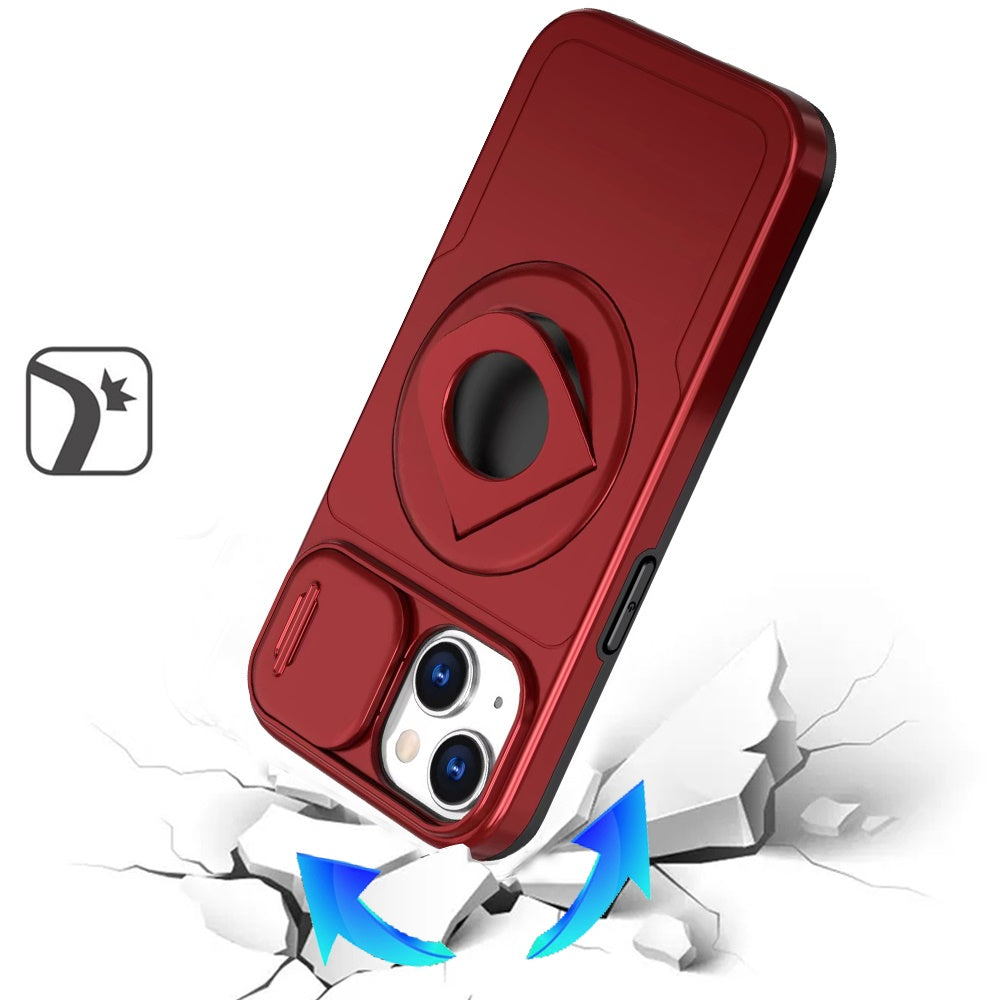 For Apple iPhone 14 /13 Full Coverage with Camera Window, Magnetic Circle, Rotatable Ring Stand, MagSafe Compatible, Shockproof Hybrid Protectiv Case Cover