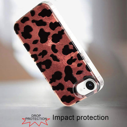 For Apple iPhone 17E /16E Glitter Leopard, Fashion Design Animal Skin Print Slim IMD TPU Dual Layer Shockproof Protective Case Cover