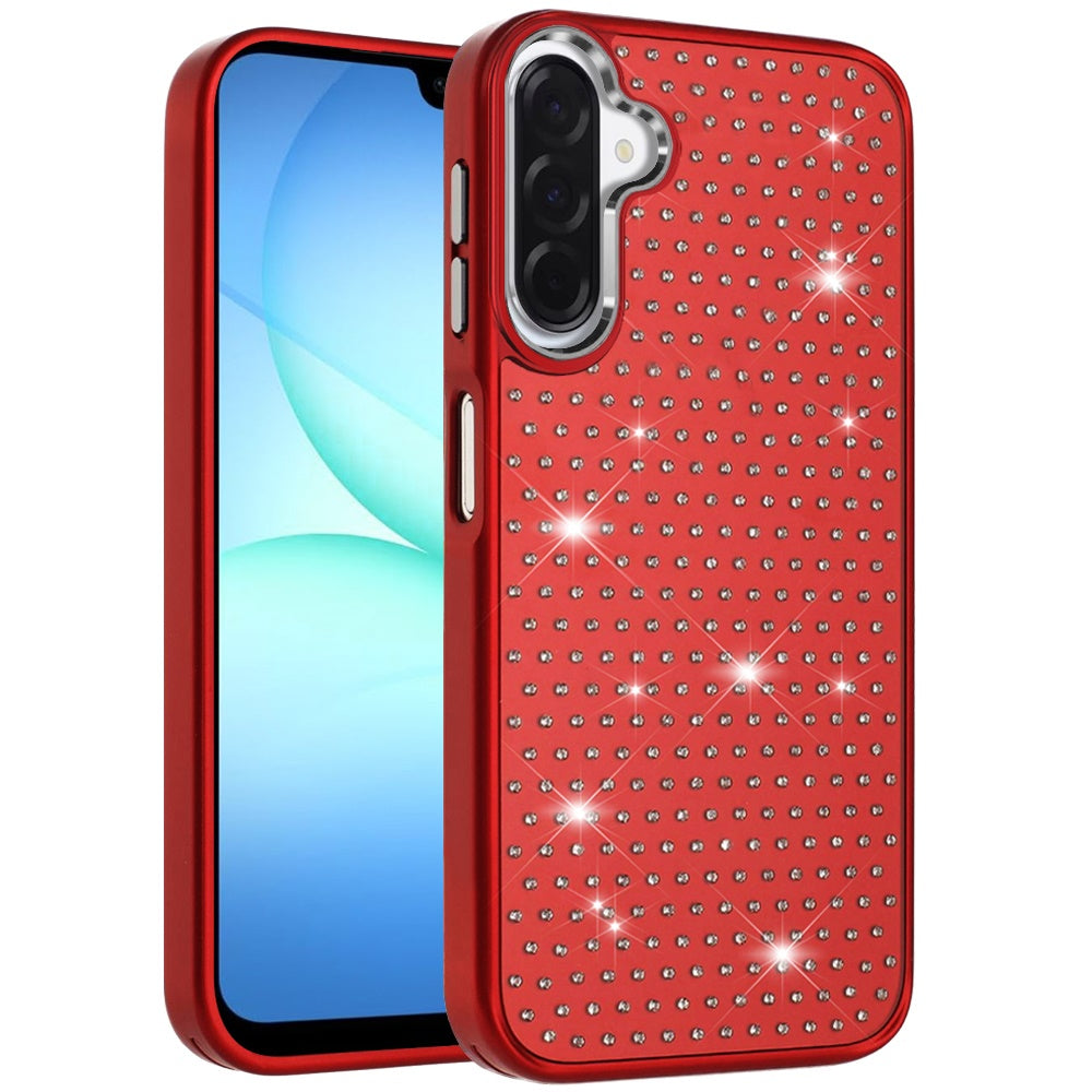 For Samsung Galaxy A17 5G Bling Diamond Metallic, Full Sparkle Chrome Edged Hybrid Protective Shockproof Case Cover