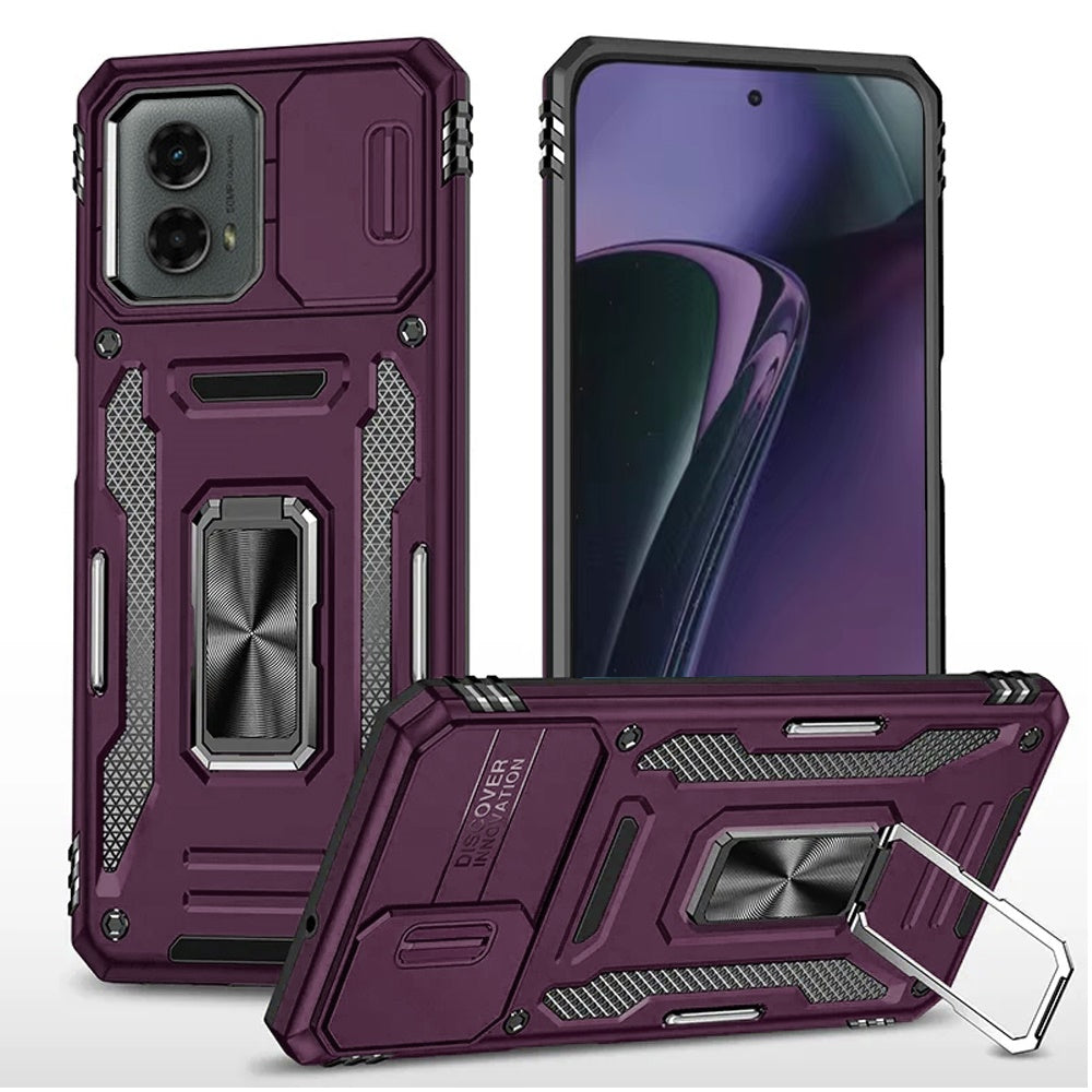 For Apple iPhone 17E /16E Tough Hybrid Case with Movable Camera Window & Metal Ring Stand Shockproof Case Cover