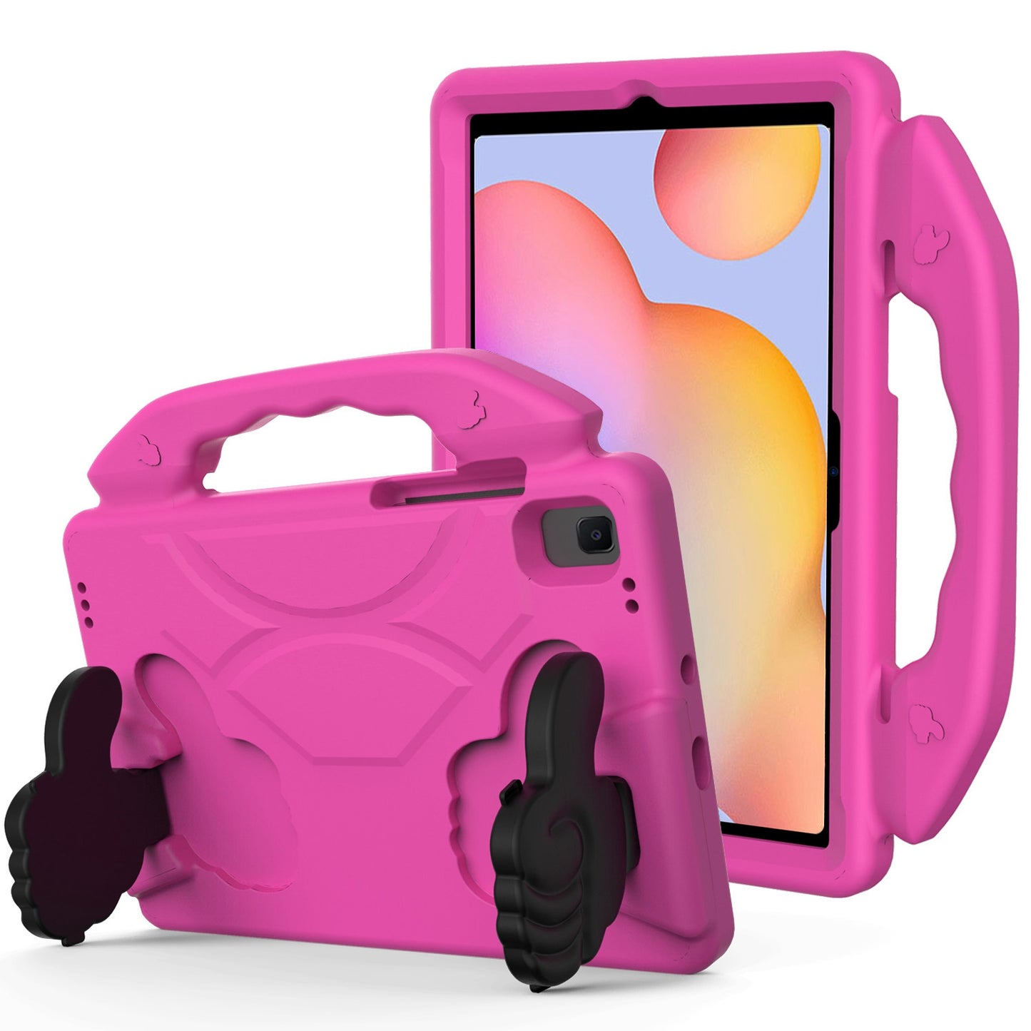 For Samsung Galaxy Tab S9 (10.2 inch) Hybrid Shockproof Thumbs Up Kickstand Antislip Rubber TPU Kid-Friendly Bumper Tablet Case Cover Pink