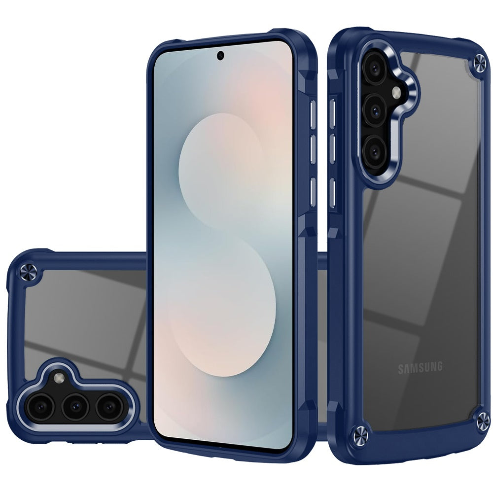 For Samsung Galaxy S25 Fan Edition /Galaxy S25 FE Hybrid Transparent Rubber with Metal Buttons & Camera Edges Hard TPU Corner Frame Bumper Case Cover
