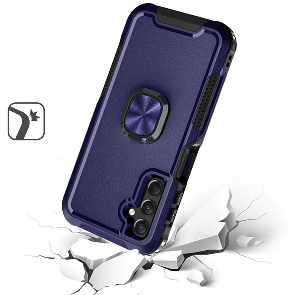 For Samsung Galaxy A15 5G Magnetic Ring Stand 3in1 Shock Protection Durable Grip Kickstand Function Secure Hold Case Cover Black