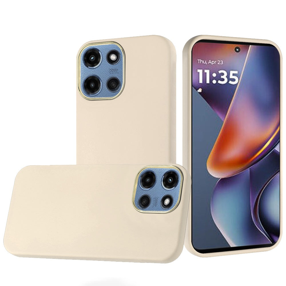 Phone Case for Motorola Moto G Play 5G 2026 Hybrid Silicone TPU Rubber Chromed Edge TPU Bumper Reinforced Corners Shock Absorbing Protection Cover White